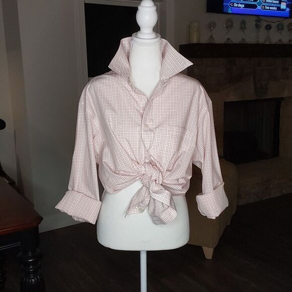 Paul Frederick White with Red Stripes Mans Button Down - Picture 1 of 5